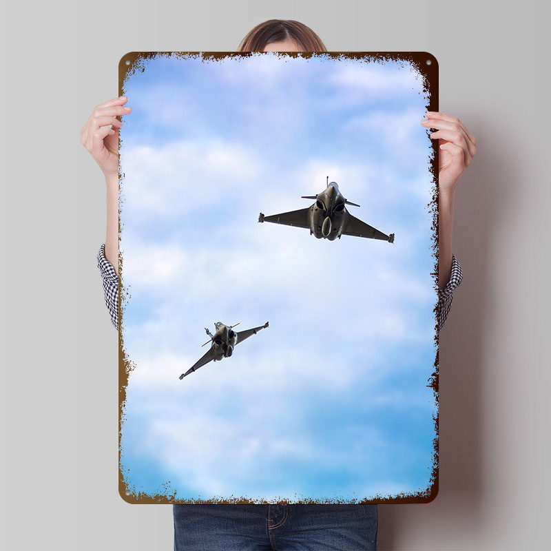 Retro Gaming X2 - Металлическая табличка Dassault Rafale X2: винтажный