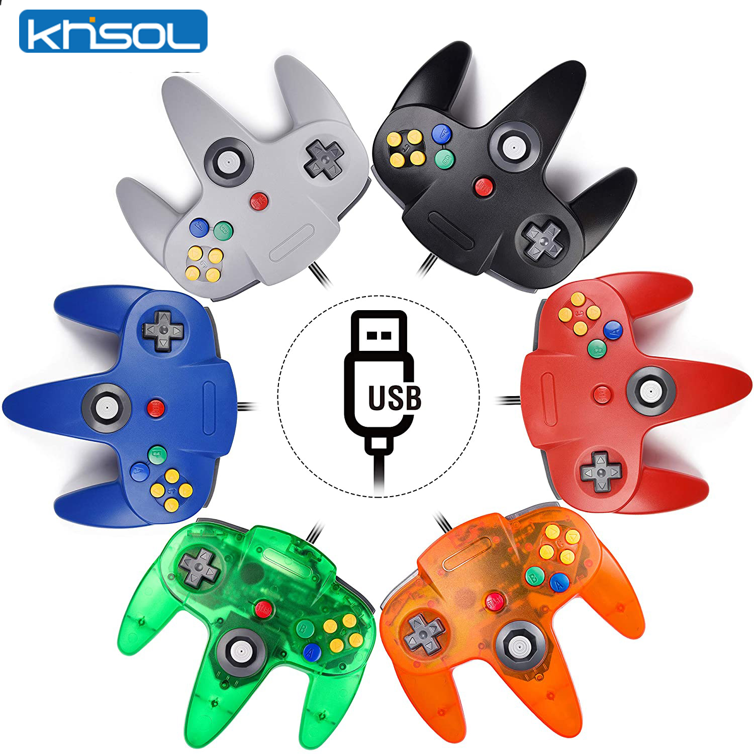 Retro Gaming Com - Контроллер N64, классический USB-проводной пульт дистанционного